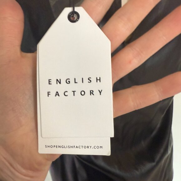 NWT English Factory Faux Leather Top with Statement Sleeves Ruffles Size S - Picture 5 of 9